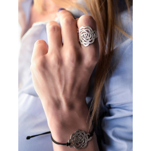 Ασημένιο δαχτυλίδι τριανταφυλλάκι - statement, ασήμι 925, romantic, minimal - 2
