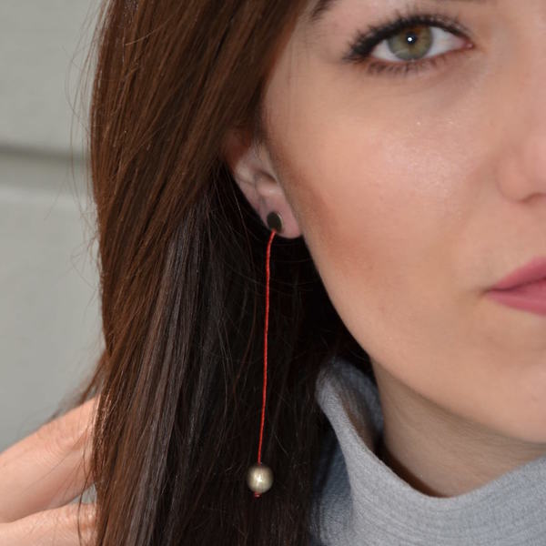 ''Red'' Silver925 earrings - μοντέρνο, ασήμι 925, ασήμι 925, κύκλος, κορδόνια, γεωμετρικά σχέδια, μακριά, minimal, Black Friday - 5
