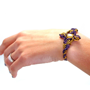 {Άνθος Διός} {Drop of Jupiter} boho chic baroque βραχιόλι macrame με κίτρινο χαλαζία και στοιχεία ορείχαλκου. - ημιπολύτιμες πέτρες, κεντητά, κερωμένα κορδόνια, μοναδικό, μοντέρνο, γυναικεία, ορείχαλκος, ορείχαλκος, μακραμέ, βραχιόλι, χειροποίητα, χάντρες, εντυπωσιακό, must αξεσουάρ, λουλούδι, unique, boho, ethnic, αυξομειούμενα - 2