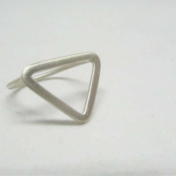 Δαχτυλίδι Τρίγωνο, Ασημένιο - statement, ασήμι 925, δαχτυλίδι, γεωμετρικά σχέδια, καθημερινό, minimal, μεγάλα - 2