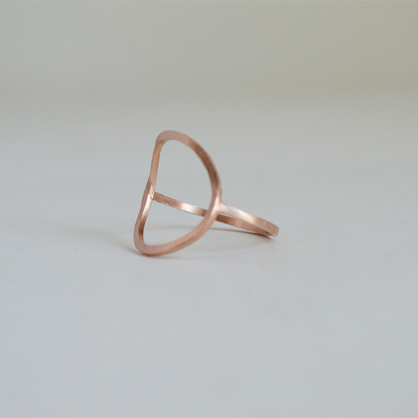 Ροζ χρυσό γεωμετρικό δαχτυλίδι σε σχήμα ανοιχτού κύκλου, Karma ring - statement, ασήμι, μοντέρνο, επιχρυσωμένα, ασήμι 925, κύκλος, γεωμετρικά σχέδια, δαχτυλίδια, minimal - 4