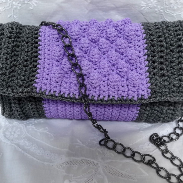 Πλεκτή χειροποίητη τσάντα - αλυσίδες, clutch, χιαστί, crochet, πλεκτές τσάντες