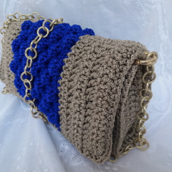 Πλεκτή χειροποίητη τσάντα - clutch, χιαστί, crochet, χειροποίητα, πλεκτές τσάντες - 2