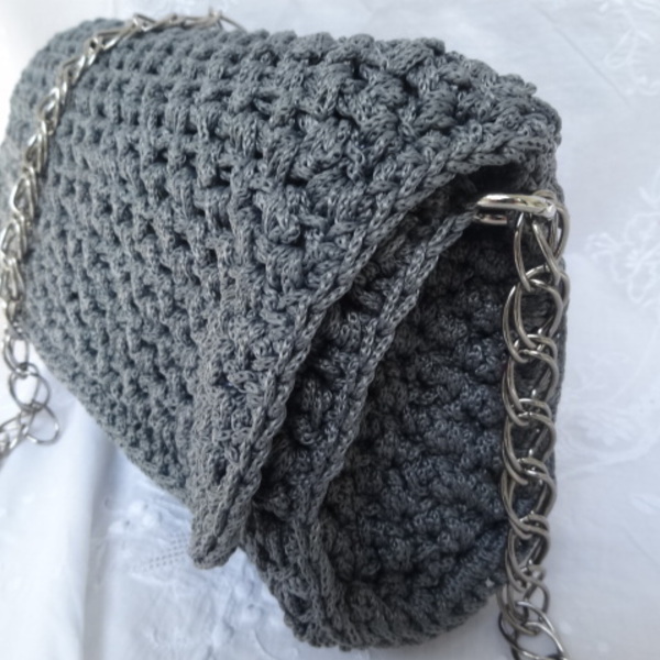 Πλεκτή χειροποίητη τσάντα - χιαστί, crochet, πλεκτές τσάντες - 3