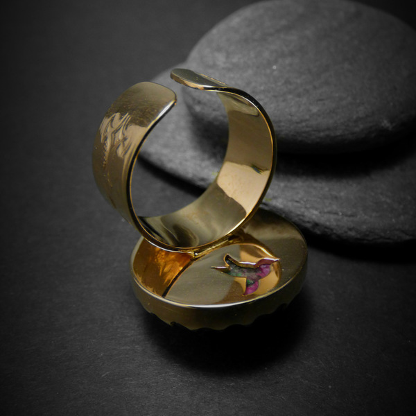 " Gold Ruby in Zoisite " - Χειροποίητο επίχρυσο δαχτυλίδι με Ρουμπίνι σε Ζοϊσίτη! - statement, ημιπολύτιμες πέτρες, ημιπολύτιμες πέτρες, chic, handmade, fashion, vintage, κλασσικό, design, ιδιαίτερο, μοναδικό, μοντέρνο, γυναικεία, επιχρυσωμένα, επιχρυσωμένα, ορείχαλκος, sexy, donkey, χειροποίητα, romantic, must αξεσουάρ, γυναίκα, unisex, unique, boho, ethnic, έλληνες σχεδιαστές, fashion jewelry, αυξομειούμενα, δώρα για γυναίκες - 3