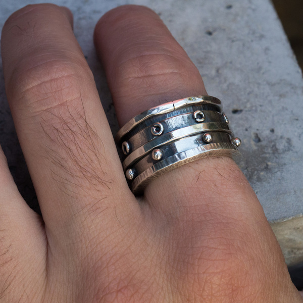Ασημένιο ανδρικό δαχτυλίδι spinner - statement, ασήμι, ασήμι, μοναδικό, μοντέρνο, ασήμι 925, ασήμι 925, ανδρικά, δαχτυλίδι, δαχτυλίδια, χειροποίητα, boho, boho, rock, σταθερά, μεγάλα, δώρα για άντρες - 3