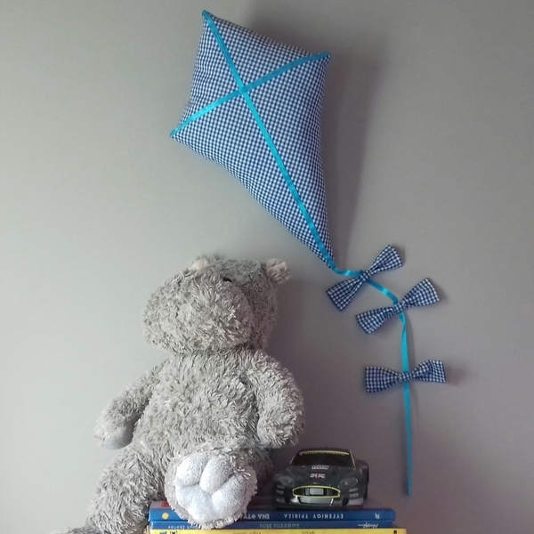 Χαρταετός για παιδικό δωμάτιο "γαλάζιο του ουρανού" - ύφασμα, αγόρι, δώρο, βάπτιση, παιδικό δωμάτιο, κρεμαστά, δώρο για νεογέννητο, μαξιλάρια - 3