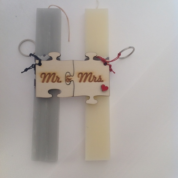 Mr and Mrs .... - ξύλο, λαμπάδες, mr & mrs, κερί, αρωματικό, ζευγάρια