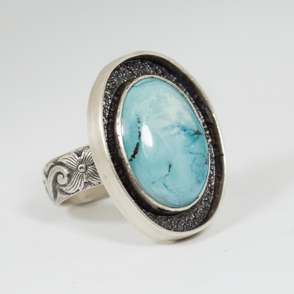Ασημένιο χειροποίητο δαχτυλίδι με Τουρκουάζ(Turquoise) - statement, ασήμι, ημιπολύτιμες πέτρες, ημιπολύτιμες πέτρες, vintage, ασήμι 925, δώρο, δαχτυλίδι, χειροποίητα, ethnic, μεγάλα, δώρα για γυναίκες