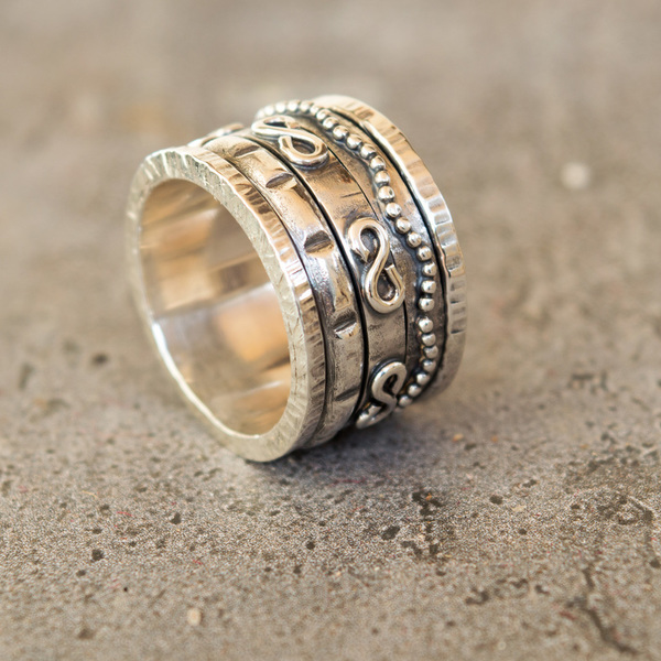 Ασημένιο unisex δαχτυλίδι spinner - statement, ασήμι, γυναικεία, ασήμι 925, ανδρικά, δώρο, δαχτυλίδι, χειροποίητα, unisex, μεγάλα, δώρα για άντρες, δώρα για γυναίκες - 2