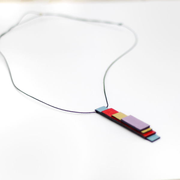 colours necklace - handmade, καμβάς, ακρυλικό, γεωμετρικά σχέδια, χειροποίητα, all day - 4