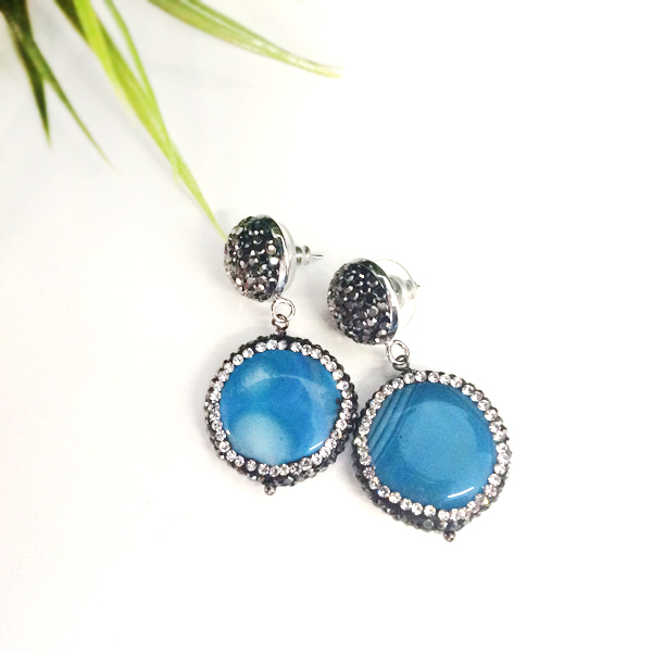 Glamorous σκουλαρίκια - μπλε, ημιπολύτιμες πέτρες, αχάτης, μοντέρνο