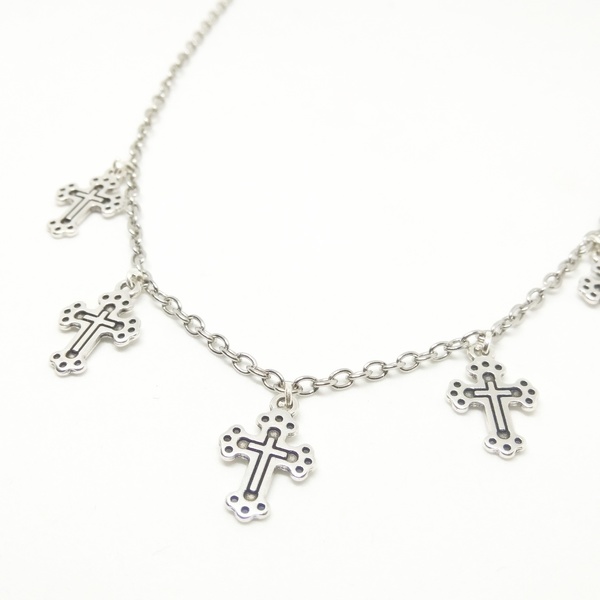 Κολιέ με κρεμαστούς σταυρούς - αλυσίδες, ορείχαλκος, σταυρός, κολιέ, χειροποίητα, rock, αυξομειούμενα