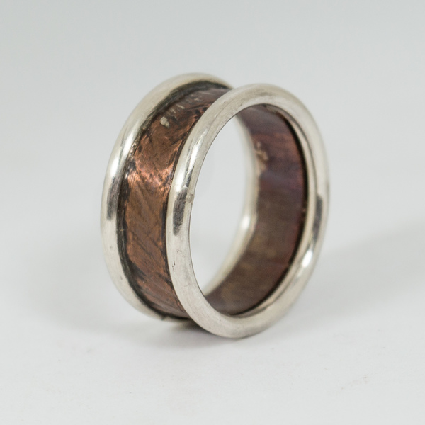 Γυναικείο δαχτυλίδι από Χαλκό και Ασήμι - ασήμι, γυναικεία, ασήμι 925, χαλκός, δαχτυλίδι, χειροποίητα, minimal, rock, σταθερά, μεγάλα - 2