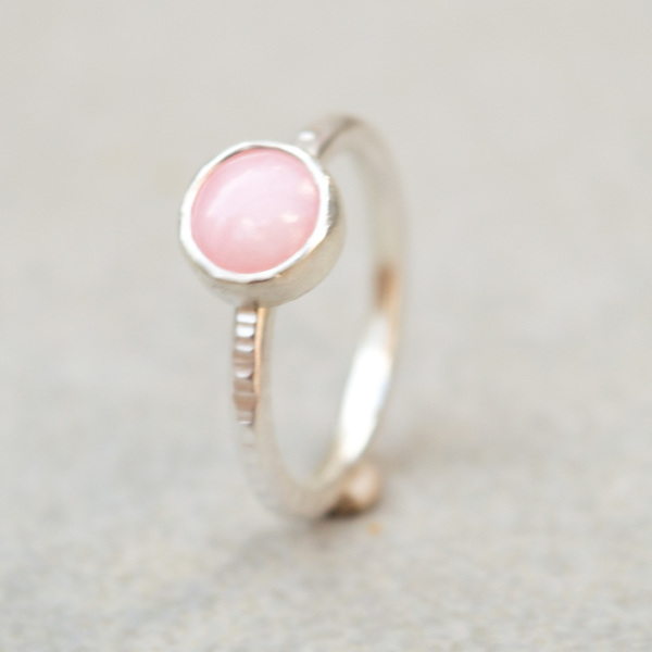Ασημένιο δαχτυλίδι με Ρόζ Οπάλιο (Pink Opal) - ασήμι, ημιπολύτιμες πέτρες, ημιπολύτιμες πέτρες, πέτρα, ασήμι 925, δαχτυλίδι, χειροποίητα, minimal, οπάλιο, σταθερά, δώρα για γυναίκες - 3