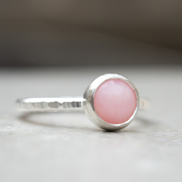 Ασημένιο δαχτυλίδι με Ρόζ Οπάλιο (Pink Opal) - ασήμι, ημιπολύτιμες πέτρες, ημιπολύτιμες πέτρες, πέτρα, ασήμι 925, δαχτυλίδι, χειροποίητα, minimal, οπάλιο, σταθερά, δώρα για γυναίκες - 5