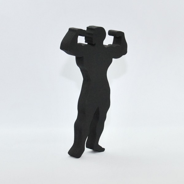 Bodybuilder silhouette - δώρο, σπίτι, χειροποίητα, δωμάτιο, ξύλινο, μινιατούρες φιγούρες - 3