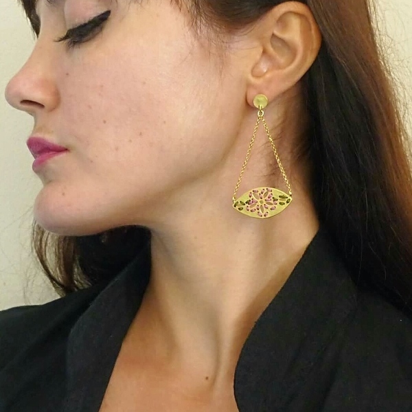 Josephine mini earrings - ασήμι, επιχρυσωμένα, κορδόνια, boho - 2