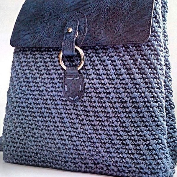 Χειροποίητο πλεκτό σακίδιο πλάτης (backpack) - chic, πλάτης, σακίδια πλάτης, all day, minimal, πλεκτές τσάντες