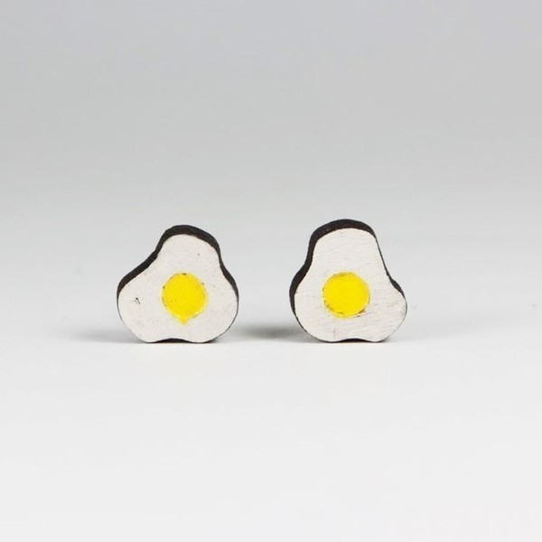 Ξύλινα Σκουλαρίκια " Αυγά" - Studs- D-issues Earrings - statement, ξύλο, επάργυρα, minimal, πασχαλινά αυγά διακοσμητικά, φθηνά