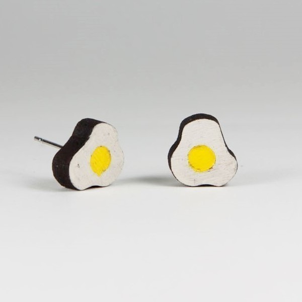 Ξύλινα Σκουλαρίκια " Αυγά" - Studs- D-issues Earrings - statement, ξύλο, επάργυρα, minimal, πασχαλινά αυγά διακοσμητικά, φθηνά - 2
