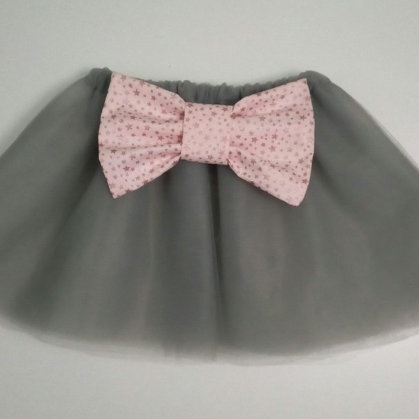Φούστα (tutu) με ροζ αστεράκια γκλιτερ φιογκο - κορίτσι, δώρο, βρεφικά, για παιδιά, βρεφικά ρούχα, 1-2 ετών - 2