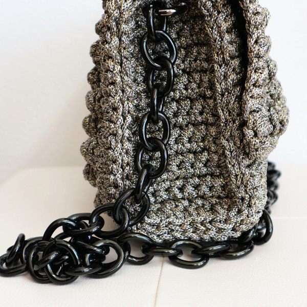 Πλεκτή τσάντα ώμου με αλυσίδα Dior - αλυσίδες, chic, χιαστί, crochet, κορδόνια, δερματίνη, πλεκτές τσάντες - 3
