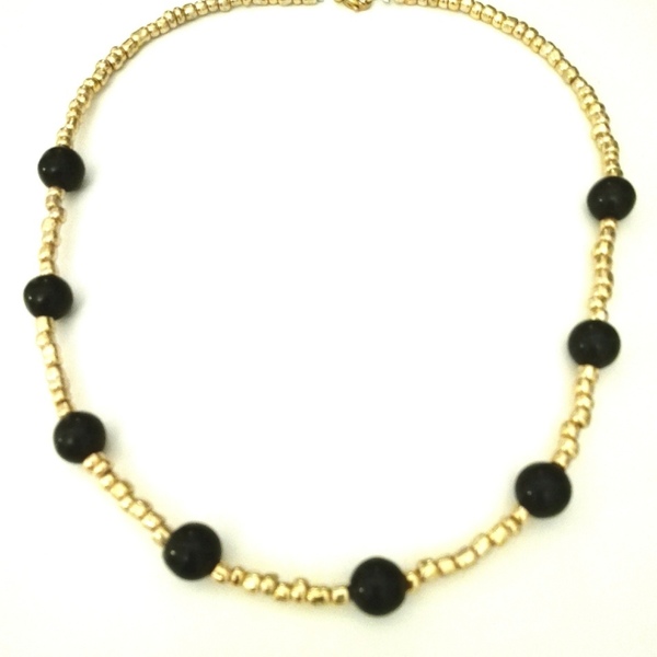 Κολιέ κοντό χρυσό με μαύρο - ημιπολύτιμες πέτρες, μοντέρνο, γυναικεία, κοντό, minimal, κοντά, boho