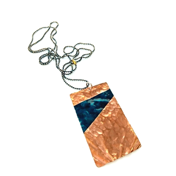 Hammered copper necklace - μοντέρνο, σμάλτος, χαλκός, μακρύ, γεωμετρικά σχέδια, σφυρήλατο, romantic, μακριά, minimal, boho