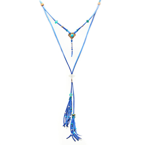 Μακρύ boho multilaer κολιέ με Tυρκουάζ - ασήμι, ημιπολύτιμες πέτρες, ξύλο, μοντέρνο, ανοιξιάτικο, μακρύ, ήλιος, πηλός, μακριά, must αξεσουάρ, boho, ethnic, αυξομειούμενα, δώρα για γυναίκες