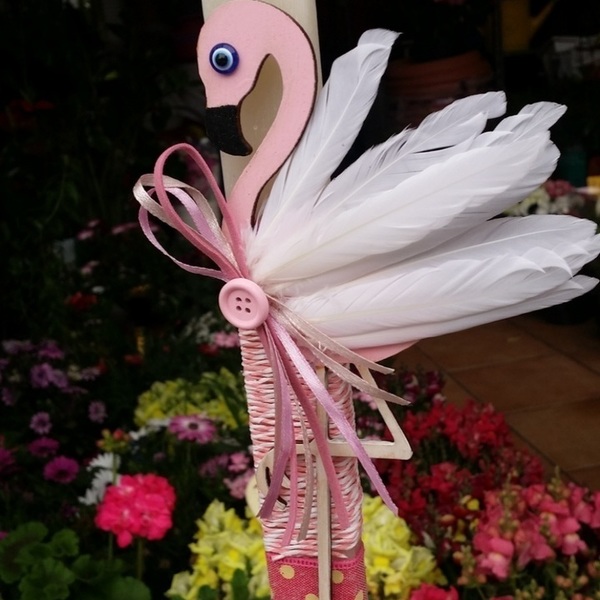 Λαμπάδα pink flamingo - κορίτσι, λαμπάδες, για παιδιά - 2