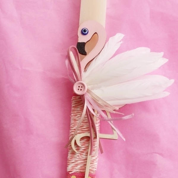Λαμπάδα pink flamingo - κορίτσι, λαμπάδες, για παιδιά - 4