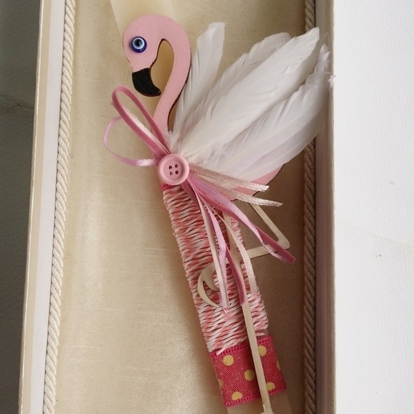 Λαμπάδα pink flamingo - κορίτσι, λαμπάδες, για παιδιά