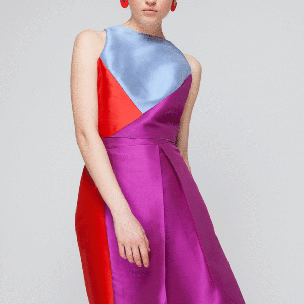 Δίχρωμη ασύμμετρη φούστα - βαμβάκι, ανοιξιάτικο, mini, summer - 4