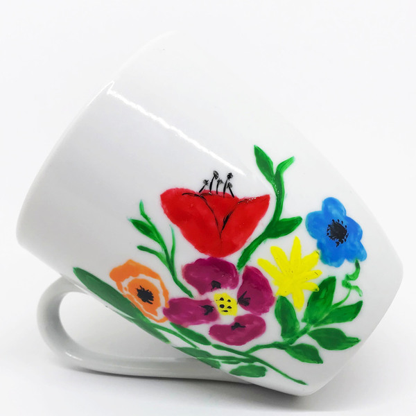 Χρωματιστά Λουλούδια - χρωματιστό, ζωγραφισμένα στο χέρι, λουλούδια, πορσελάνη, κούπες & φλυτζάνια, πρωτότυπα δώρα - 3
