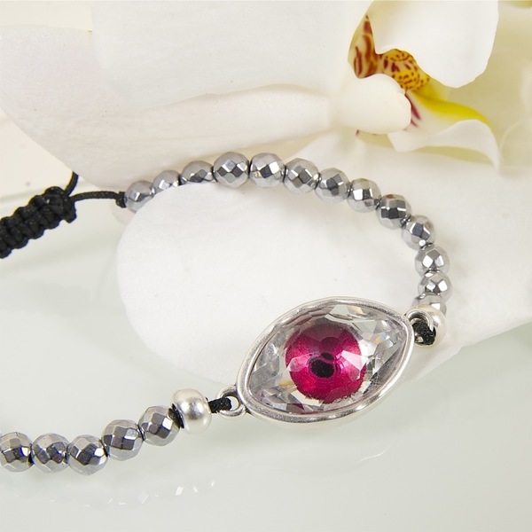 Evil eye Swarovski bracelet - charms, swarovski, αιματίτης, layering, δώρα γενεθλίων - 2