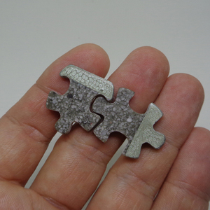 Μανικετόκουμπα τσιμέντου “puzzle” - ανδρικά, τσιμέντο, χειροποίητα, γάμος, ατσάλι, μελισσοκέρι - 2