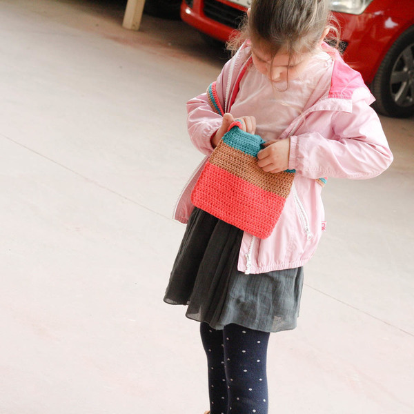 Πλεκτή βαμβακερή τσάντα για κορίτσια - κορίτσι, δώρο, crochet, βελονάκι, τσάντα, πλεκτή, για παιδιά, τσαντάκια - 5
