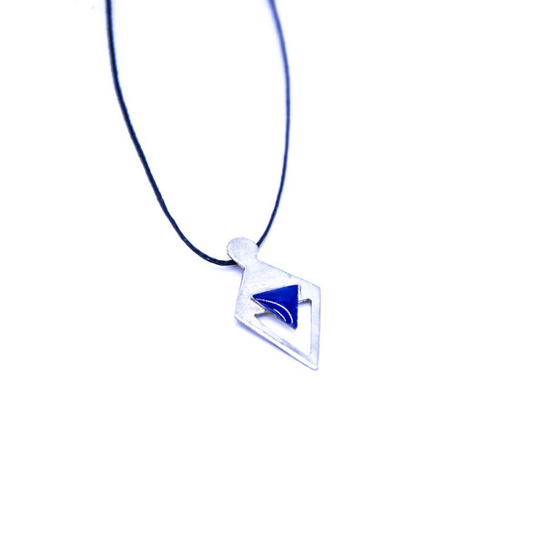 ''Triangle'' blue necklace - charms, μοντέρνο, σμάλτος, μακρύ, αλπακάς, γεωμετρικά σχέδια, κοντό, minimal, κοντά, unisex, rock, κρεμαστά, Black Friday, αυξομειούμενα