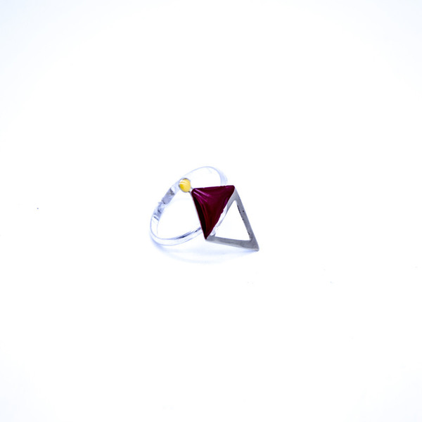 ''Triangle'' bordeaux ring - statement, ασήμι, μοντέρνο, ασήμι 925, αλπακάς, γεωμετρικά σχέδια, minimal, unisex, Black Friday, αυξομειούμενα - 3