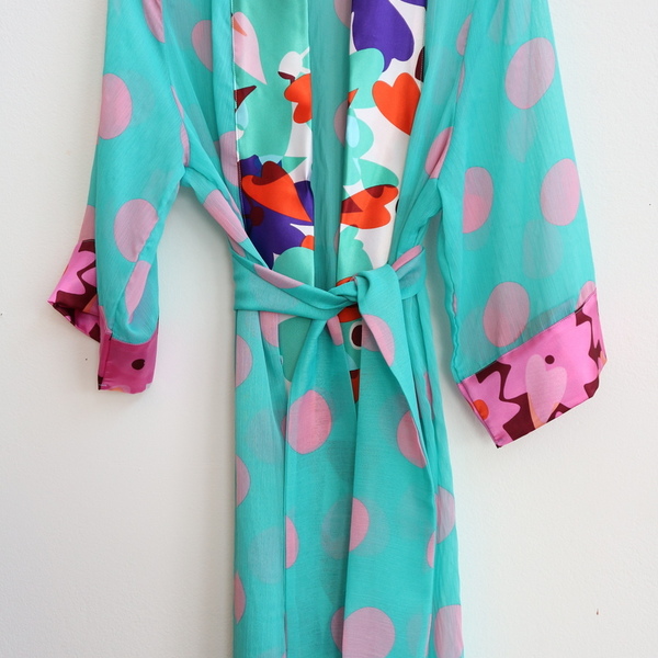 kimono pink polca dots elenatsiara - πολύχρωμο, πουά