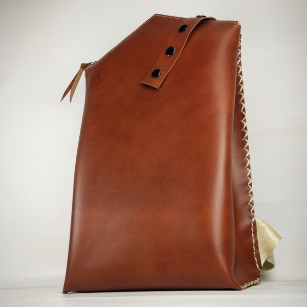 Δερμάτινη χειροποίητη τσάντα. - δέρμα, vintage, ταμπά, σακίδια πλάτης, γεωμετρικά σχέδια