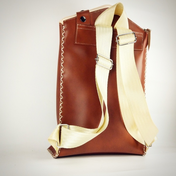 Δερμάτινη χειροποίητη τσάντα. - δέρμα, vintage, ταμπά, σακίδια πλάτης, γεωμετρικά σχέδια - 2
