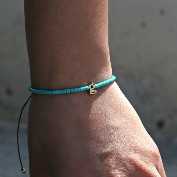 Initial beaded bracelet - επιχρυσωμένα, όνομα - μονόγραμμα, minimal - 4