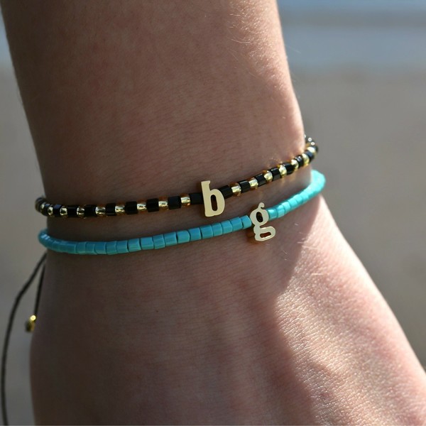 Initial beaded bracelet - επιχρυσωμένα, όνομα - μονόγραμμα, minimal - 5