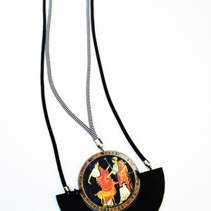 APOLLO AND ARTEMIS double rope. Κολιέ μακρύ με διπλό κορδόνι και απεικόνιση. - ξύλο, μακρύ, γεωμετρικά σχέδια, μακριά, ethnic, μεγάλα - 2