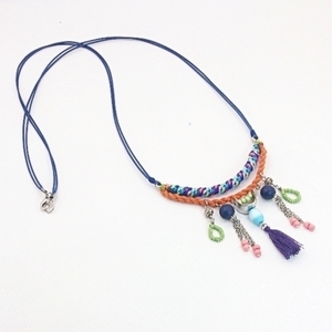 Multicolor bohemian necklace - πολύχρωμο, χρωματιστό, ιδιαίτερο, μοντέρνο, μακρύ, με φούντες, κορδόνια, εντυπωσιακό, μακριά, ξεχωριστό, boho, μεγάλα, κρεμαστά στοιχεία, φθηνά - 2