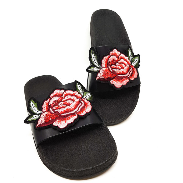 Rose Sandals Νο 39 - δέρμα, chic, vintage, street style, φλοράλ, romantic, φλατ, slides