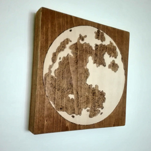 Ξύλινο καδράκι "Full Moon" - ξύλο, πίνακες & κάδρα, δώρο, δωμάτιο, ξύλινο, Black Friday, ξύλινα διακοσμητικά - 2