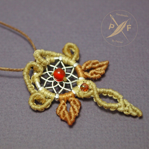 Macrame κολιέ πορτοκαλί - ημιπολύτιμες πέτρες, vintage, πλεκτό, σμάλτος, μακρύ, μακραμέ, κορδόνια, χειροποίητα, romantic, must αξεσουάρ, unique, boho, ethnic, αυξομειούμενα, δώρα για γυναίκες - 2